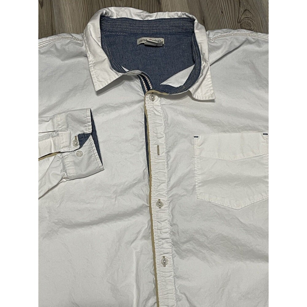 Carbon 2 Cobalt Dress Shirt Men's Size XL Whiteout Oxford 100% Cotton Flip Cuff